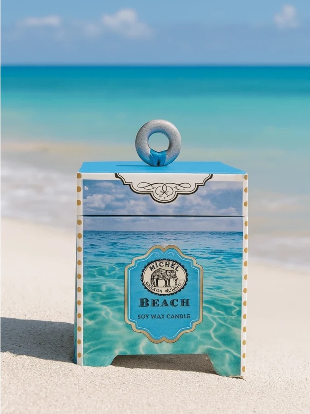 Michel Teal & Blue Beach Soy Wax Candle Box
